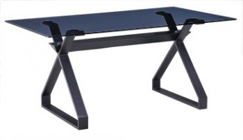 Charcoal Tinted Glass Top Dining Table with Black Base [ZDT-Drafter]