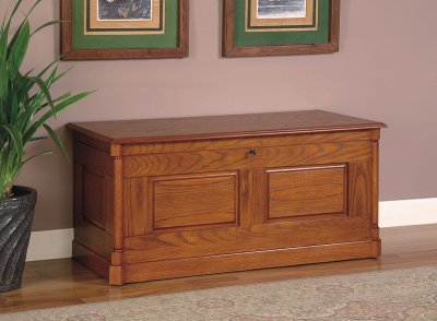 Oak Finish Contemporary Roomy Storage Chest