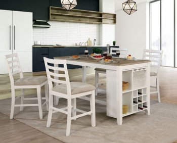 Kiana 5Pc Counter Ht Dinette Set CM3156PT - White &Weathered Oak [FADS-CM3156PT-Kiana]