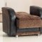 Utica Sofa Bed in Dark Brown Fabric & Black Vinyl w/Options