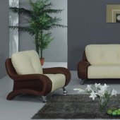 Two-Tone Leather Living Room Set with Metal Legs