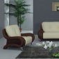 Two-Tone Leather Living Room Set with Metal Legs