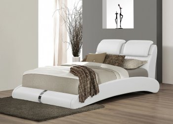 B153 Upholstered Bed in White Leatherette [EGB-B153]