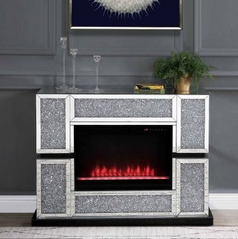 Noralie Electric Fireplace 90660 in Mirrored by Acme [AMFP-90660 Noralie]