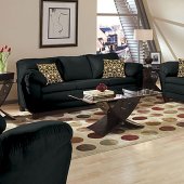 Black Fabric Transitional Living Room w/Super-Soft Arm Pillows