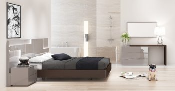 Malaga Bedroom in Light Grey & Espresso by iHOME USA w/Options [IHBS-Malaga]