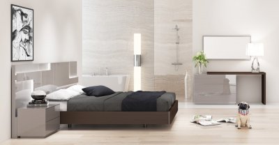 Malaga Bedroom in Light Grey & Espresso by iHOME USA w/Options