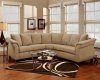 Buff Fabric Modern Sectional Sofa w/Wooden Legs