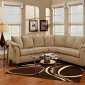 Buff Fabric Modern Sectional Sofa w/Wooden Legs