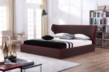 Chanelle Bed in Brown Fabric by J&M w/Options [JMB-Chanelle Brown]