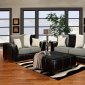 Black Vinyl & Grey Fabric Modern Sofa and Loveseat Set w/Options