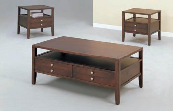 Brown Cherry Finish Modern Coffee Table w/Drawers & Options [ABCCT-4220]