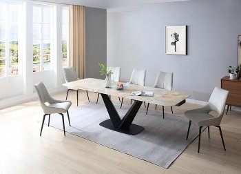 Planet Dining Table by ESF w/Optional 1239 Beige Chairs [EFDS-Planet-1239 Beige]