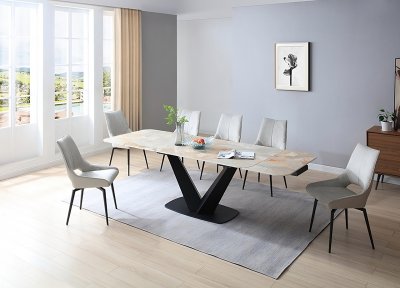 Planet Dining Table by ESF w/Optional 1239 Beige Chairs