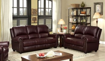 Turton Sofa CM6191BY in Burgundy Top-Grain Leather Match [FAS-CM6191BY-Turton]