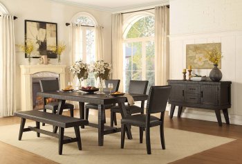 Fenwick Dining Table 5480-76 Dark Grey by Homelegance w/Options [HEDS-5480-76 Fenwick]