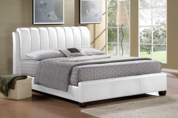 B123 Upholstered Bed in White Leatherette [EGB-B123]