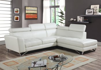 4023 Sectional Sofa in White Leatherette [EGSS-4023]