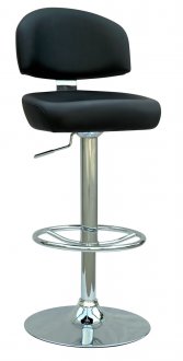 Black & Chrome Set of 2 Modern Swivel Barstools w/Metal Footrest