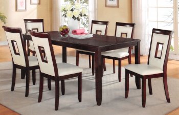 71595 Oswell 5Pc Dining Set in Cherry by Acme w/PU Chairs [AMDS-71595 Oswell]