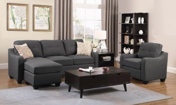 Nicolette Sectional Sofa 508321 in Dark Grey Fabric by Coaster [CRSS-508321 Nicolette]