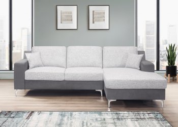 U967 Sectional Sofa in Gray & Dark Gray Suede by Global [GFSS-U967]