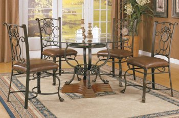 Bronze Metal Traditional Dinette Table w/Round Glass Top [PXDS-F2265-F1250]