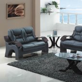 Black Bonded Leather 9025 Sofa w/Optional Loveseat & Chair