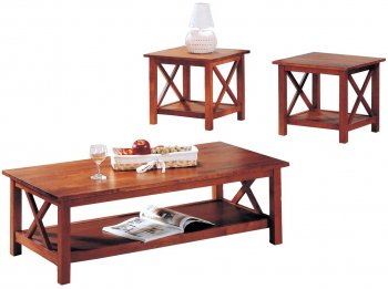 Brown Finish Modern 4Pc Coffee Table Set [CRCT-5907]