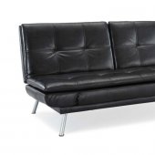 Black Bicast Leather Modern Convertible Sofa Bed w/Metal Legs