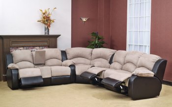 Two-Tone Microsuede & Bycast Modern Reclining Sectional Sofa [WDSS-10152]