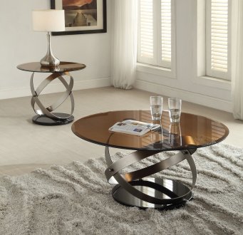 Olly 3Pc Coffee & End Tables Set 80925 in Satin Black by Acme