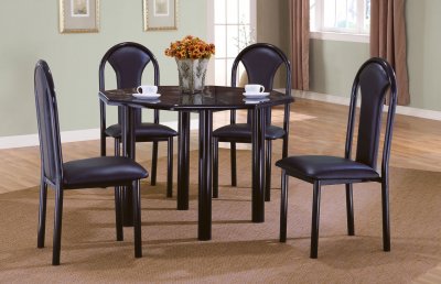 Black High Gloss Finish Contemporary 5PC Dinette w/Octagon Table