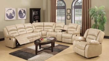 9173/9243 Reclining Sectional Sofa in Cream Bonded Leather [EGSS-9173-9243]