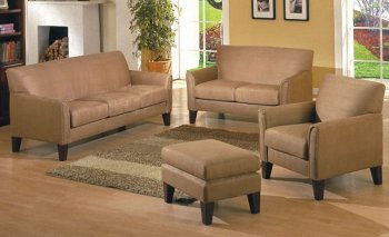 Peat Microfiber Contemporary Sofa w/Cappuccino Wooden Legs [HES-9913PT]