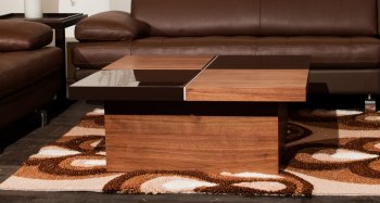 Techno Coffee Table by Beverly Hills in Hi-Gloss Brown & Walnut [BHCT-Techno Brown-Walnut]