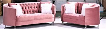 LCL-008 Sofa & Loveseat Set in Pink Velvet [BDS-LCL-008 Pink]