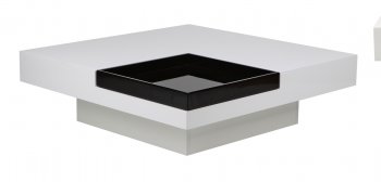 Tiffany Square Coffee Table in White & Black by Whiteline [WLCT-Tiffany Square]