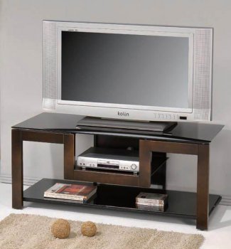 Cherry Finish Modern TV Stand w/Tempered Glass Shelves [ABCTV-2049]