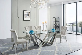 2061 Dining Table by ESF w/Glass Top & Optional 185 Chairs [EFDS-2061-185]