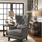 Adriano 1217F1S Accent Chair in Dark Grey Fabric by Homelegance