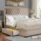 Aoife Storage Bed CM7544 in Taupe Velvet-Like Fabric