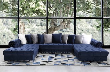 LCL-003U Sectional Sofa in Navy Blue Velvet [BDSS-LCL-003U Navy]