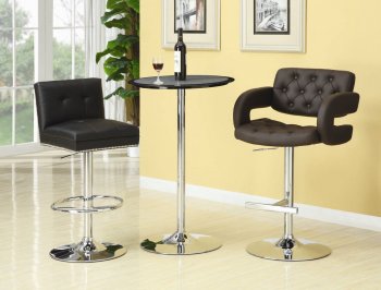 Silver & Black Trim Top Modern 3 Pc Bar Set w/Metal Base [CRBF-120421]