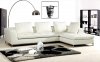 Ivory, Black or Brown Full Leather Sectional Sofa W/Tufted Seat