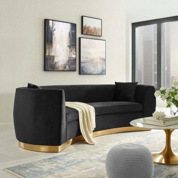 Resolute Sofa in Black Velvet Fabric by Modway [MWS-3408 Resolute Black]