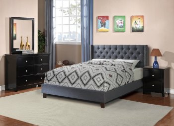 F9371 Bedroom Set by Boss w/Blue-Grey Fabric Upholstered Bed [PXBS-F9371 Blue/Grey]