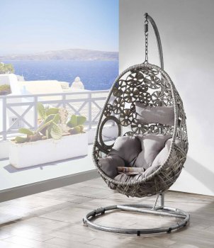 Sigar Outdoor Patio Hanging Chair 45107 in Light Gray by Acme [AMOUT-45107 Sigar]