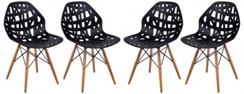 Akron Set of 4 Dining Chairs AK19BL in Black by LeisureMod [LMDC-AK19BL-Akron Black]