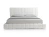 White Bonded Leather Modern Bed w/Oversized Headboard